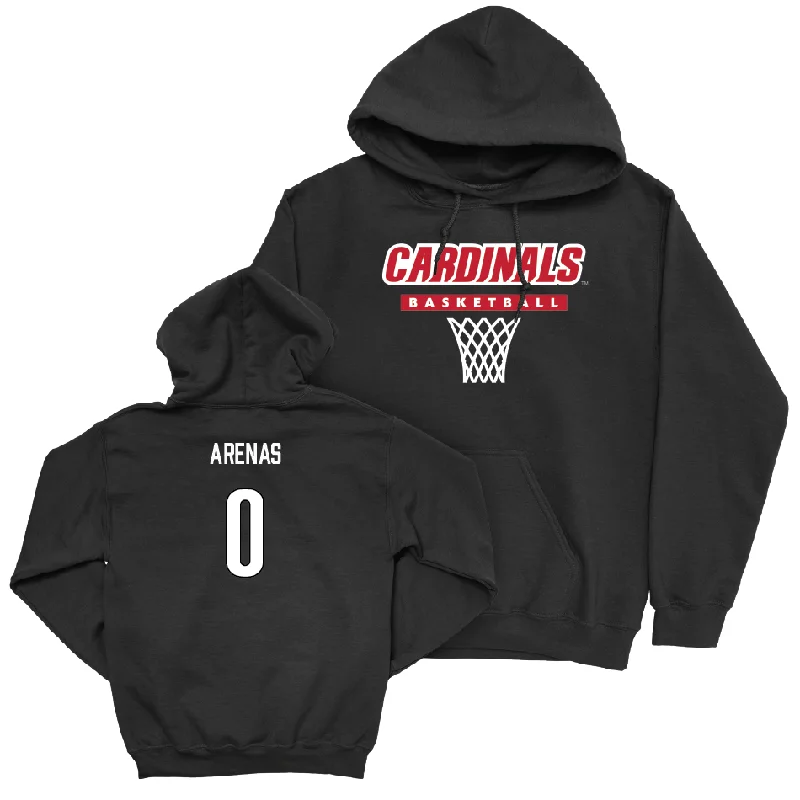 Women's Basketball Black Hardwood Hoodie - Izela Arenas Hoodie with Hem Drawcord Adjustable Customizable Women's Basketball Black Hardwood Hoodie - Izela Arenas Hoodie with Hem Drawcord Adjustable Customizable