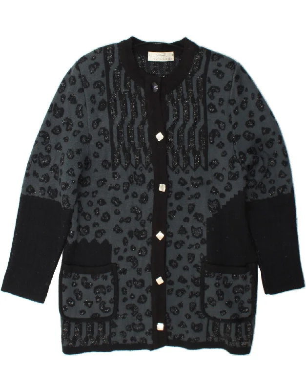 ST. BERNARD Womens Cardigan Sweater UK 14/16 Large Black Animal Print Modern Contemporary chic ST. BERNARD Womens Cardigan Sweater UK 14/16 Large Black Animal Print Modern Contemporary chic
