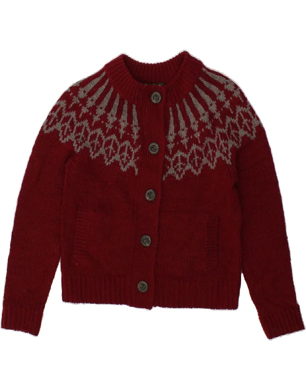 EDDIE BAUER Womens Cardigan Sweater UK 14 Medium Red Fair Isle Lambswool Stylish Fashionable Trendy EDDIE BAUER Womens Cardigan Sweater UK 14 Medium Red Fair Isle Lambswool Stylish Fashionable Trendy
