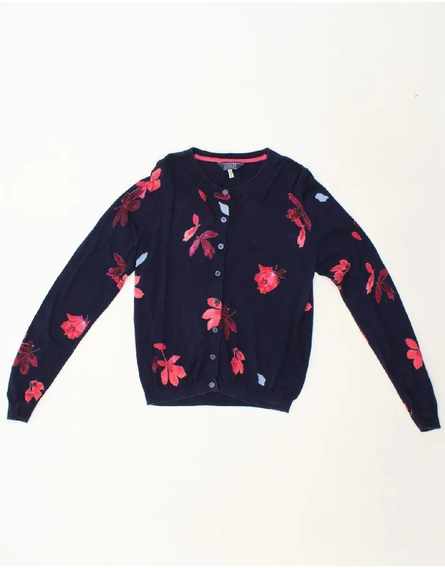 JOULES Womens Cardigan Sweater UK 8 Small Navy Blue Floral Cotton Layered Multi-layer Single Layer JOULES Womens Cardigan Sweater UK 8 Small Navy Blue Floral Cotton Layered Multi-layer Single Layer