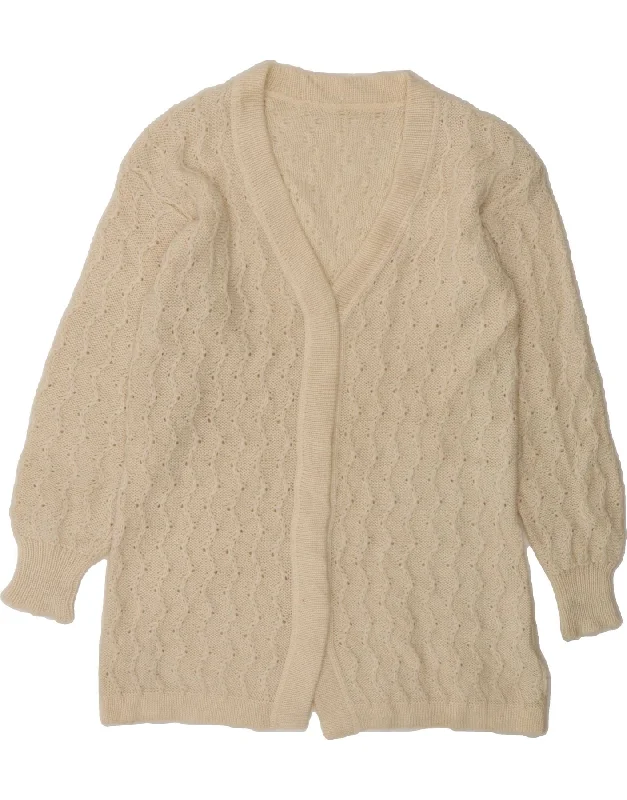 VINTAGE Womens Longline Cardigan Sweater UK 14 Medium Beige Acrylic Lightweight Heavyweight Midweight VINTAGE Womens Longline Cardigan Sweater UK 14 Medium Beige Acrylic Lightweight Heavyweight Midweight