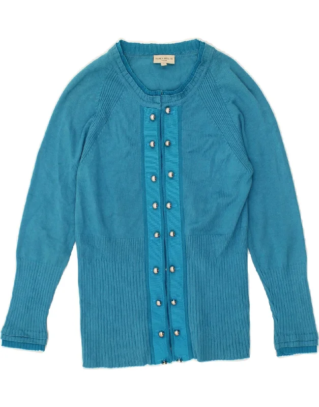 KAREN MILLEN Womens Cardigan Sweater UK 8 Small Blue Viscose Knit Fabric Woven Fabric Fleece Fabric KAREN MILLEN Womens Cardigan Sweater UK 8 Small Blue Viscose Knit Fabric Woven Fabric Fleece Fabric