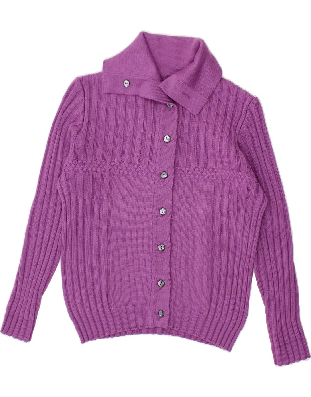VINTAGE Womens Cardigan Sweater UK 14 Medium Purple Merino Wool Chenille Fabric Brocade Fabric Lace Fabric VINTAGE Womens Cardigan Sweater UK 14 Medium Purple Merino Wool Chenille Fabric Brocade Fabric Lace Fabric