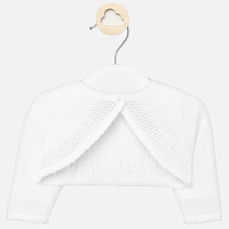 1318 Mayoral Baby Girls Knit Openwork Detailed Open Bolero Cardigan, White Mesh Fabric Canvas Fabric Denim Fabric 1318 Mayoral Baby Girls Knit Openwork Detailed Open Bolero Cardigan, White Mesh Fabric Canvas Fabric Denim Fabric