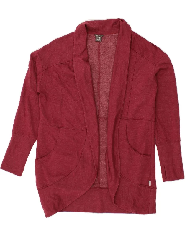 EDDIE BAUER Womens Open Cardigan Sweater UK 14 Medium Maroon Cotton Modern Contemporary chic EDDIE BAUER Womens Open Cardigan Sweater UK 14 Medium Maroon Cotton Modern Contemporary chic
