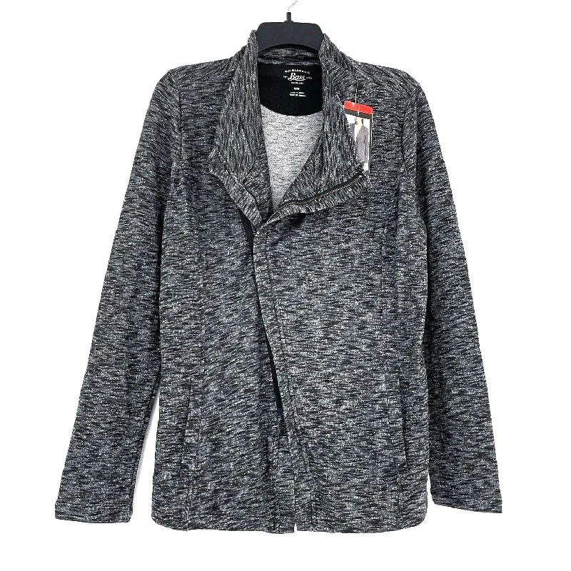 NWT Wmns G.H. BASS & CO Gray Black Heather Moto Zip Up Cardigan Sweater Sz M Zippered Buttoned Snapped NWT Wmns G.H. BASS & CO Gray Black Heather Moto Zip Up Cardigan Sweater Sz M Zippered Buttoned Snapped