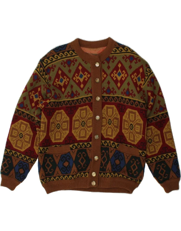 VINTAGE Womens Cardigan Sweater UK 14 Large Multicoloured Fair Isle Open Front Closed Front Wrap Front VINTAGE Womens Cardigan Sweater UK 14 Large Multicoloured Fair Isle Open Front Closed Front Wrap Front