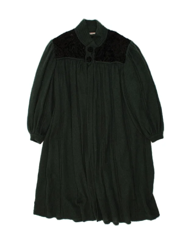 ALTA MODA Womens Longline Cardigan Sweater IT 48 XL Green Colourblock Elasticated Padded Insulated ALTA MODA Womens Longline Cardigan Sweater IT 48 XL Green Colourblock Elasticated Padded Insulated