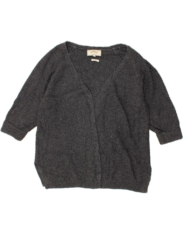 FAT FACE Womens Short Sleeve Cardigan Sweater UK 14 Large Grey Viscose Mesh Blend Leather Blend Suede Blend FAT FACE Womens Short Sleeve Cardigan Sweater UK 14 Large Grey Viscose Mesh Blend Leather Blend Suede Blend