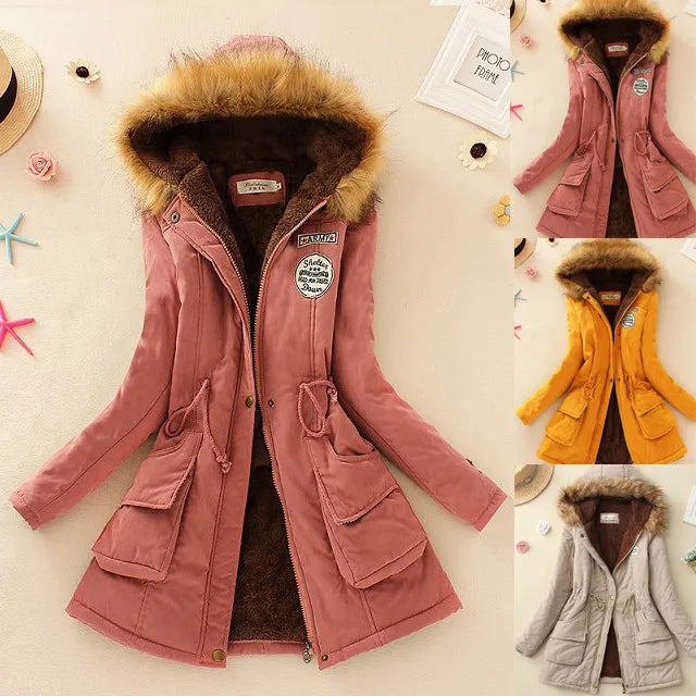 Brand Dark Pink Women's Jacket Overcoat Winter Warm Fur Hooded Coat 15 Solid Colors Thick Parkas Female Outerwear Ladies Tops Rayon Fabric Velvet Fabric Corduroy Fabric Brand Dark Pink Women's Jacket Overcoat Winter Warm Fur Hooded Coat 15 Solid Colors Thick Parkas Female Outerwear Ladies Tops Rayon Fabric Velvet Fabric Corduroy Fabric