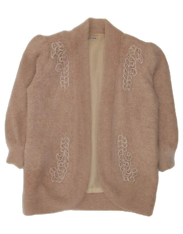 VINTAGE Womens Open Cardigan Sweater UK 16 Large Beige Cotton Elegant Classic Vintage VINTAGE Womens Open Cardigan Sweater UK 16 Large Beige Cotton Elegant Classic Vintage