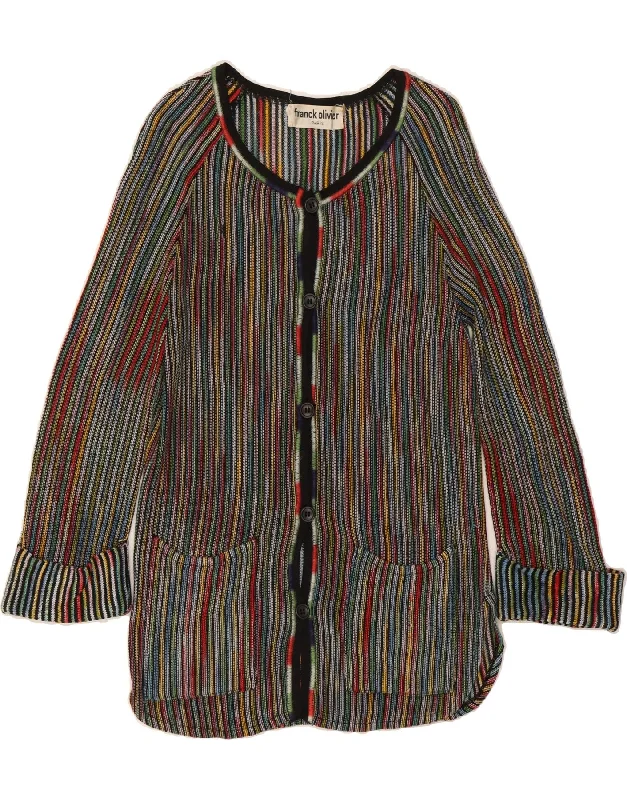 FRANCK OLIVIER Womens Cardigan Sweater IT 38 XS Multicoloured Striped Patchwork Embroidered Appliqued FRANCK OLIVIER Womens Cardigan Sweater IT 38 XS Multicoloured Striped Patchwork Embroidered Appliqued