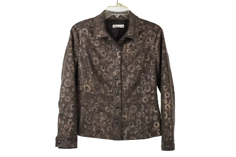 Coldwater Creek Brown Jacket | Petite 10 Appliqued Jacket Beaded Jacket Sequined Jacket Coldwater Creek Brown Jacket | Petite 10 Appliqued Jacket Beaded Jacket Sequined Jacket