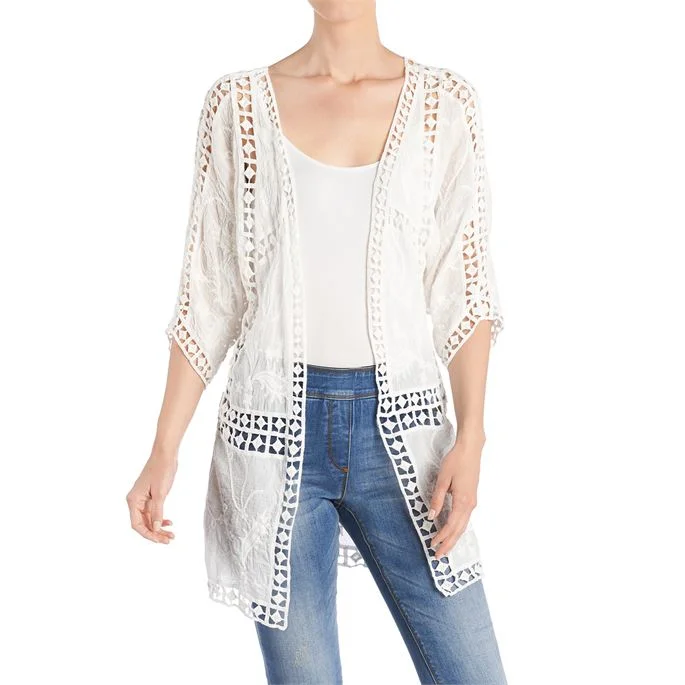Coco + Carmen CC 2019019 Pieced Crochet Cardigan Spandex Blend Rayon Blend Denim Blend Coco + Carmen CC 2019019 Pieced Crochet Cardigan Spandex Blend Rayon Blend Denim Blend