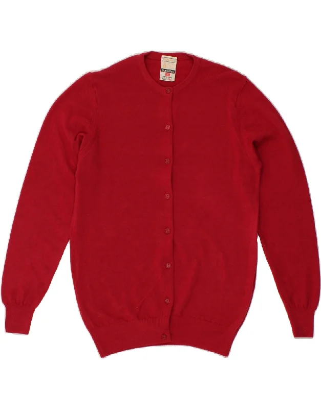 ST. BERNARD Womens Cardigan Sweater UK 16 Large Red Wool Cotton Fabric Linen Fabric Terry Fabric ST. BERNARD Womens Cardigan Sweater UK 16 Large Red Wool Cotton Fabric Linen Fabric Terry Fabric