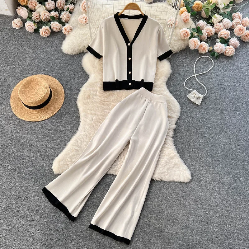 New 2023 Women Elegant Solid Color V Neck Knitted Cardigan + Pants Set Ladies Autumn Two Pieces Sets Clothing Terry Blend Velvet Blend Canvas Blend New 2023 Women Elegant Solid Color V Neck Knitted Cardigan + Pants Set Ladies Autumn Two Pieces Sets Clothing Terry Blend Velvet Blend Canvas Blend