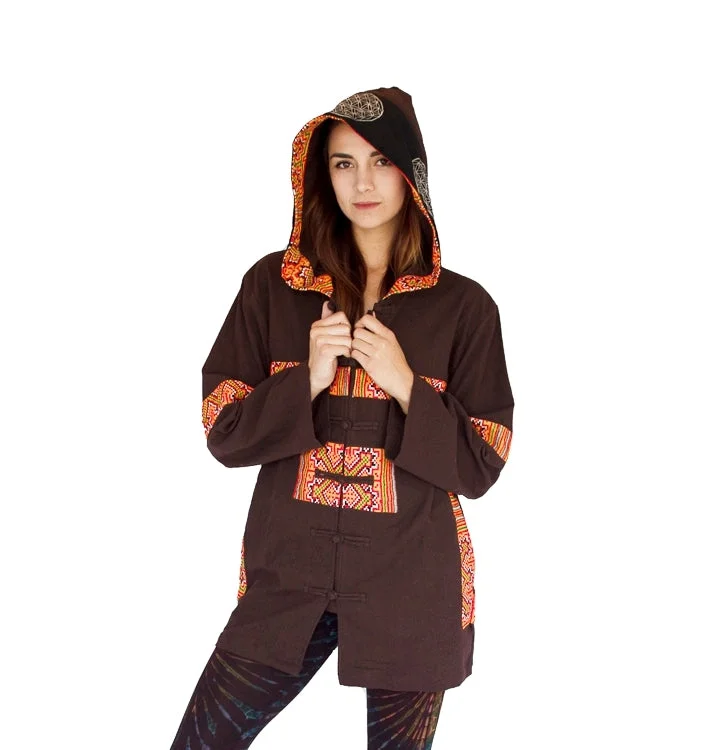 Tribal Flower of Life Jacket with a back patch in Brown Appliqued Jacket Beaded Jacket Sequined Jacket Tribal Flower of Life Jacket with a back patch in Brown Appliqued Jacket Beaded Jacket Sequined Jacket