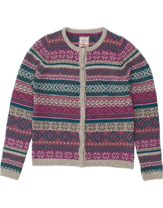 COUNTRY ROSE Womens Cardigan Sweater UK 10 Small Pink Fair Isle Acrylic Silk Blend Satin Velvet COUNTRY ROSE Womens Cardigan Sweater UK 10 Small Pink Fair Isle Acrylic Silk Blend Satin Velvet