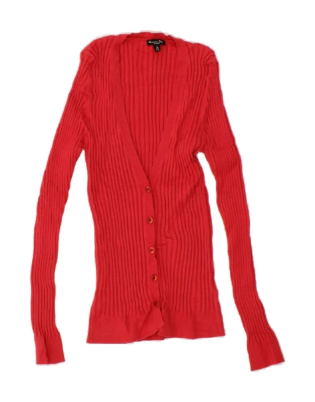 MASSIMO DUTTI Womens Oversized Longline Cardigan Sweater UK 14 Large Red Neon metallic Matte MASSIMO DUTTI Womens Oversized Longline Cardigan Sweater UK 14 Large Red Neon metallic Matte