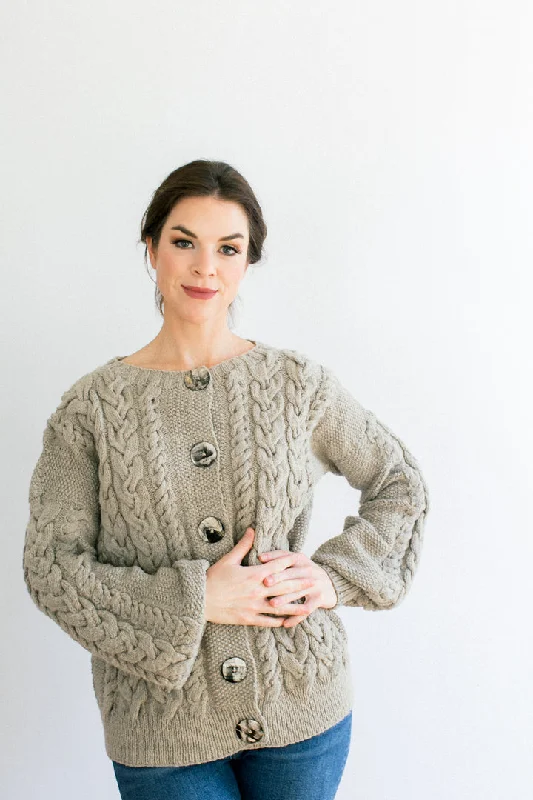 Victorie Cable Cardigan in Organic Merino Faux Fur Fabric Real Fur Fabric Shearling Fabric Victorie Cable Cardigan in Organic Merino Faux Fur Fabric Real Fur Fabric Shearling Fabric