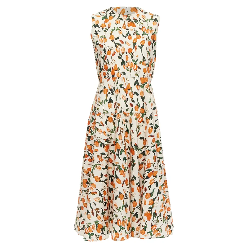 Marni Cotton Tulip Floral Print Midi Summer Dress