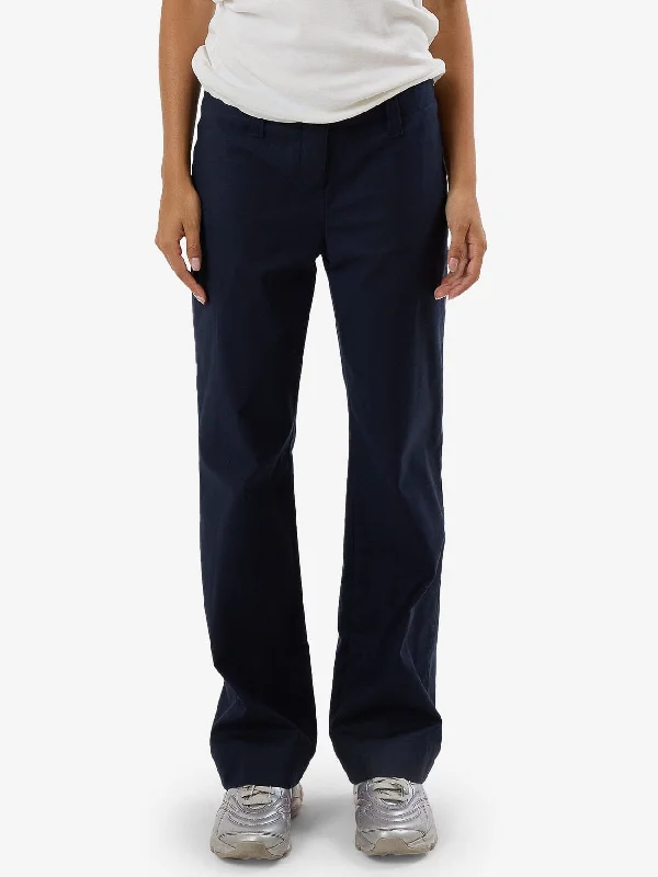 Brit Cotton Sateen Pant - Oxford Blue Stylish Paperbag Waist Pants