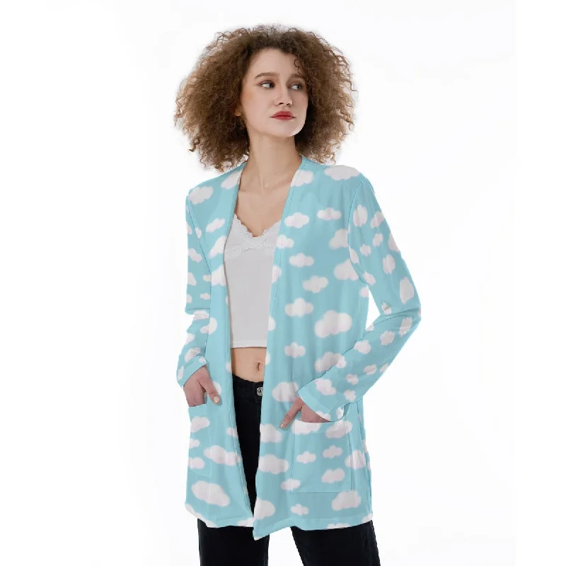 Dreamy Clouds Open Front Lightweight Cardigan With Pockets (Sky Blue) Chenille Fabric Brocade Fabric Lace Fabric Dreamy Clouds Open Front Lightweight Cardigan With Pockets (Sky Blue) Chenille Fabric Brocade Fabric Lace Fabric