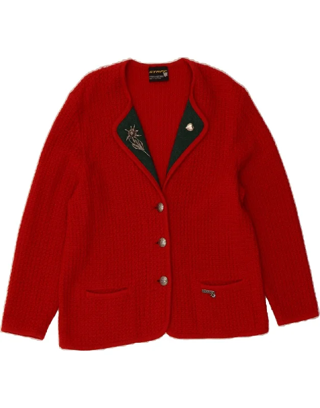 STAPF Womens Cardigan Sweater EU 42 Large Red New Wool Jersey Fabric Tulle Fabric Batik Fabric STAPF Womens Cardigan Sweater EU 42 Large Red New Wool Jersey Fabric Tulle Fabric Batik Fabric