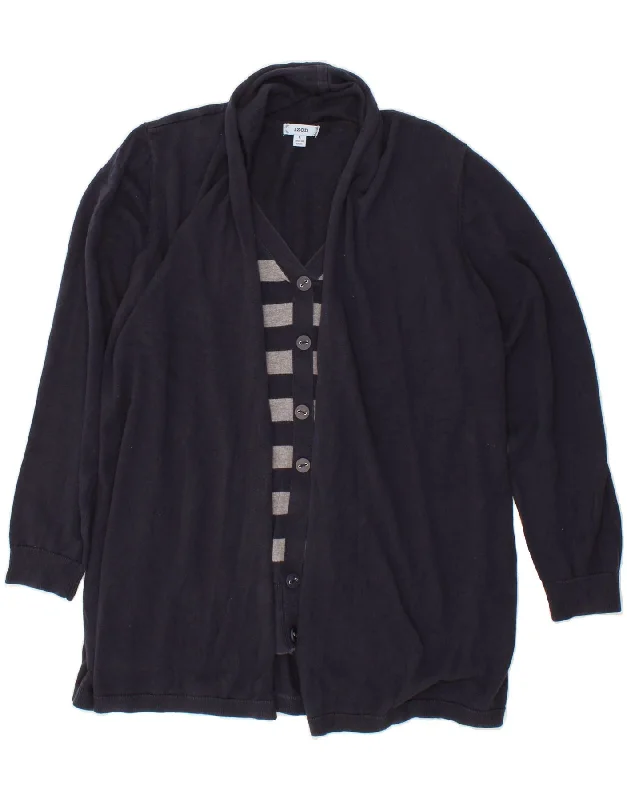 IZOD Womens Longline Cardigan Sweater UK 14 Large Navy Blue Cotton Collared Crew Neck Turtle Neck IZOD Womens Longline Cardigan Sweater UK 14 Large Navy Blue Cotton Collared Crew Neck Turtle Neck