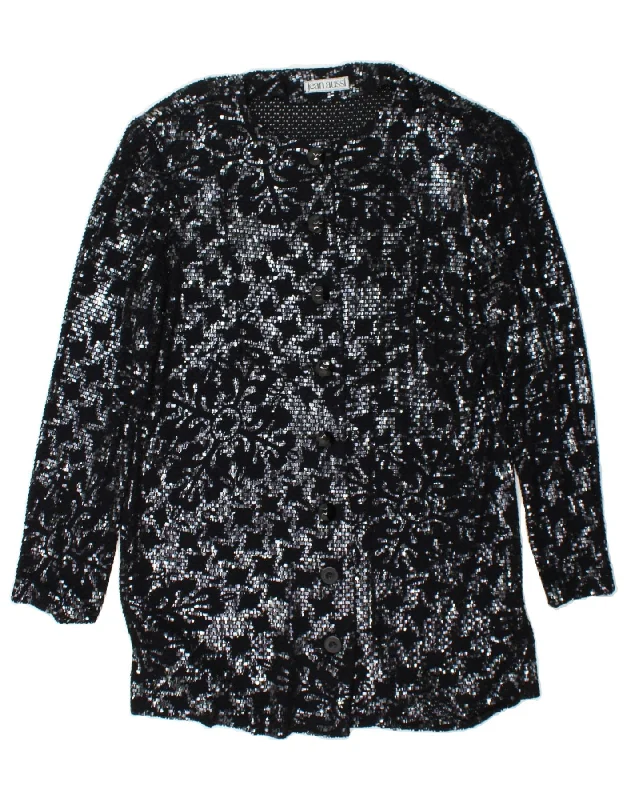 JEAN AUSSI Womens Abstract Pattern Cardigan Sweater EU 38 Medium Black Anti-Pilling Anti-Shrink Durable JEAN AUSSI Womens Abstract Pattern Cardigan Sweater EU 38 Medium Black Anti-Pilling Anti-Shrink Durable