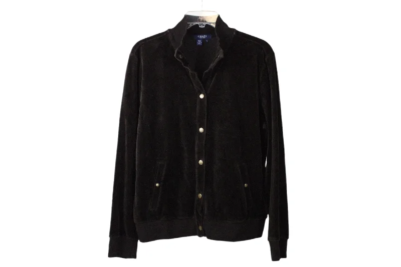 Chaps Brown Velour Jacket | XL Ribbed Jacket Pleated Jacket Ruffled Jacket