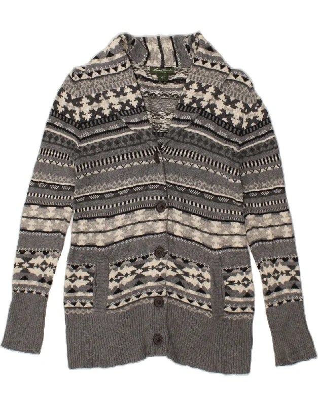 EDDIE BAUER Womens Cardigan Sweater UK 10 Small Grey Fair Isle Cotton Anti-Pilling Anti-Shrink Durable EDDIE BAUER Womens Cardigan Sweater UK 10 Small Grey Fair Isle Cotton Anti-Pilling Anti-Shrink Durable