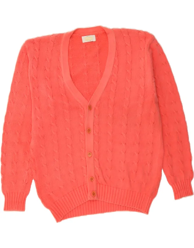BENETTON Womens Cardigan Sweater IT 46 Large Pink Cotton Boat Neck Shawl Collar Notched Collar BENETTON Womens Cardigan Sweater IT 46 Large Pink Cotton Boat Neck Shawl Collar Notched Collar