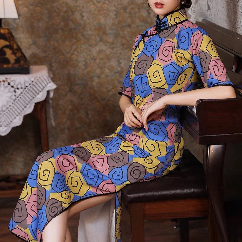Maggie Cheung qipao, Traditional Chinese dress, Chinese Cheongsam, modern qipao, Ball Gowns, Long Evening Dress, mandarin collar Turtleneck Neckline Stylish Maggie Cheung qipao, Traditional Chinese dress, Chinese Cheongsam, modern qipao, Ball Gowns, Long Evening Dress, mandarin collar Turtleneck Neckline Stylish