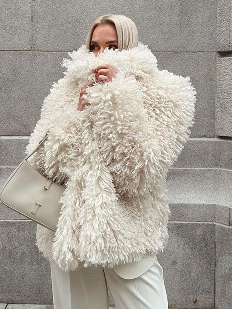 Women Fashion Warm Faux Fur Coat 2023 Winter Turn-down Collar Long A-Line Swing Coat Women Fashion Warm Faux Fur Coat 2023 Winter Turn-down Collar Long A-Line Swing Coat