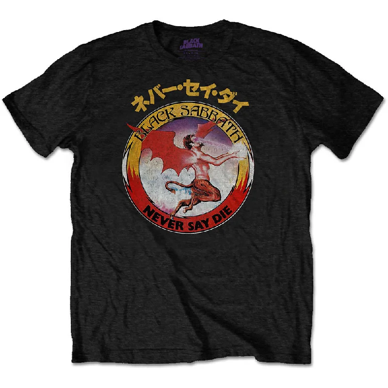 BLACK SABBATH Attractive T-Shirt, Reversed Logo Zippered Front Buttoned Front Snap Front BLACK SABBATH Attractive T-Shirt, Reversed Logo Zippered Front Buttoned Front Snap Front