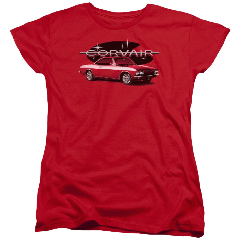 Chevrolet 65 Corvair Mona Spyda Coupe - Women's T-Shirt Notch Collar Peter Pan Collar Cowl Neck Chevrolet 65 Corvair Mona Spyda Coupe - Women's T-Shirt Notch Collar Peter Pan Collar Cowl Neck