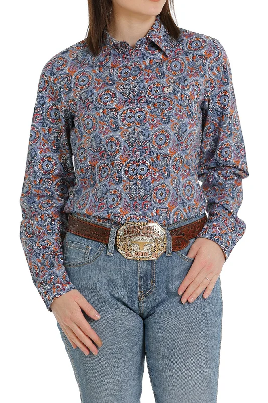 Cinch Ladies Button Down Western L/S Shirt - Blue/Red/Orange - MSW9164195 Modern Contemporary Chic Cinch Ladies Button Down Western L/S Shirt - Blue/Red/Orange - MSW9164195 Modern Contemporary Chic