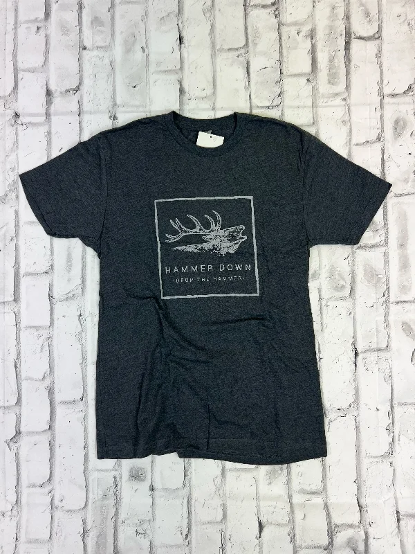 Hammer Down "Etched Elk Frame" Short Sleeve T-shirt - Charcoal Graphic T-Shirt Round Neck Polyester Hammer Down "Etched Elk Frame" Short Sleeve T-shirt - Charcoal Graphic T-Shirt Round Neck Polyester