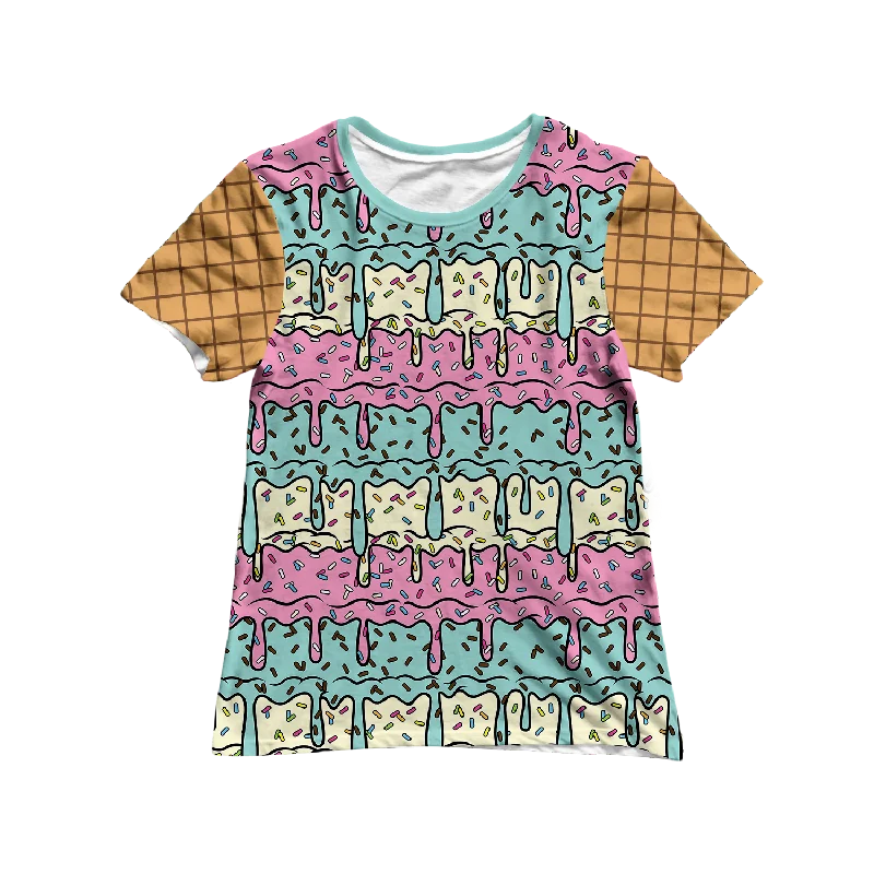 Ice Cream Drip Women's Tee Satin Blend Silk Blend Wool Blend