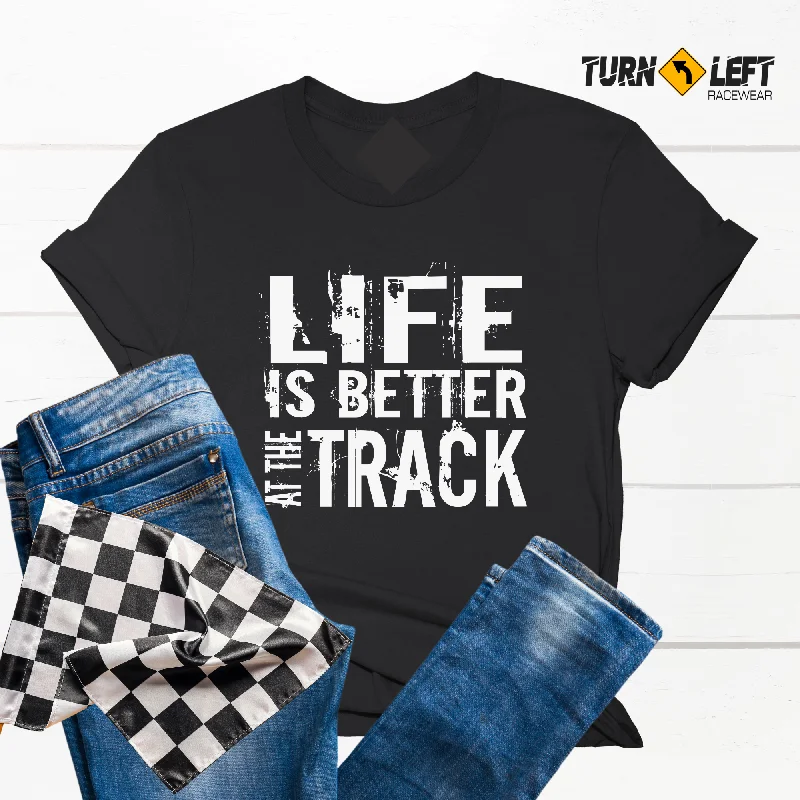 Life Is Better At The Track Distressed Women's T-Shirt Houndstooth Herringbone Solid Life Is Better At The Track Distressed Women's T-Shirt Houndstooth Herringbone Solid