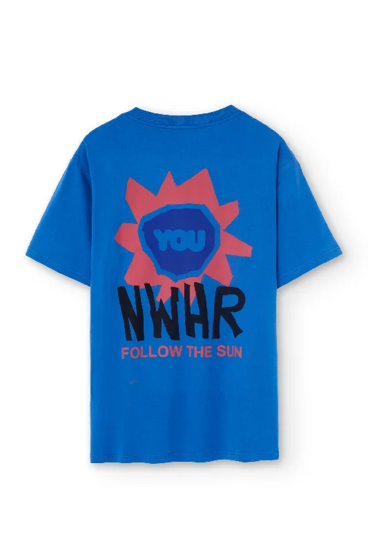 Follow The Sun T-Shirt Blue Terry Blend Velvet Blend Canvas Blend