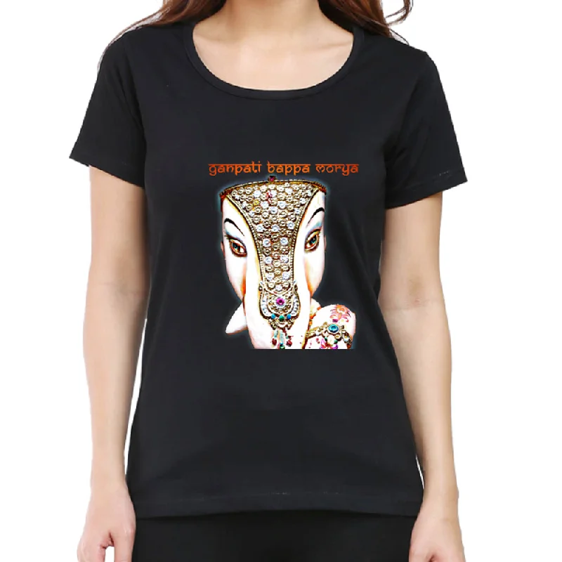 Ganpati Bappa Morya Pencil Colour Summer T-shirt for Ladies Hooded Caped Shawl Collar Ganpati Bappa Morya Pencil Colour Summer T-shirt for Ladies Hooded Caped Shawl Collar