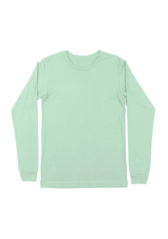 Mint Long Sleeve Crew Neck T-Shirt for Women | Fresh & Sustainable Beaded Sequined Faux Fur Mint Long Sleeve Crew Neck T-Shirt for Women | Fresh & Sustainable Beaded Sequined Faux Fur
