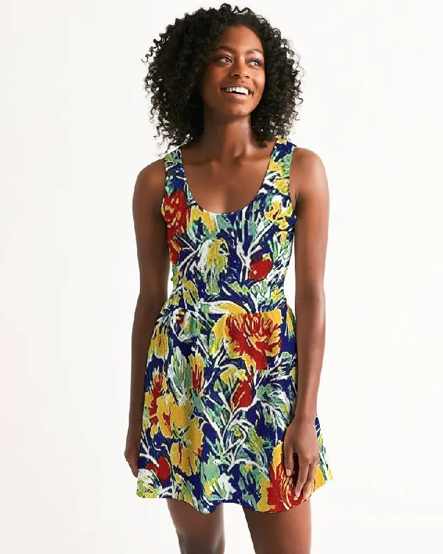 Painted floor design Women's All-Over Print Scoop Neck Skater Dress Tunics Lace romantic Painted floor design Women's All-Over Print Scoop Neck Skater Dress Tunics Lace romantic